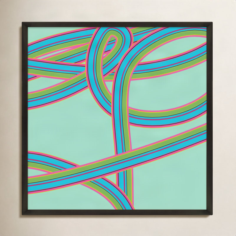 «Polo Turquoise Twist» par Jacques Pilon - impression encadrée sur papier encadré, Noir, H 36 po x l 36 po x P 1,25 po