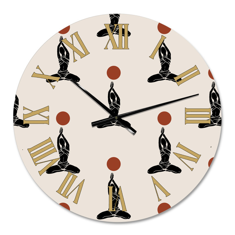 Horloge murale moderne Empowered Cosmic Women Geometric Goddess Series - noir et rouge, Petit