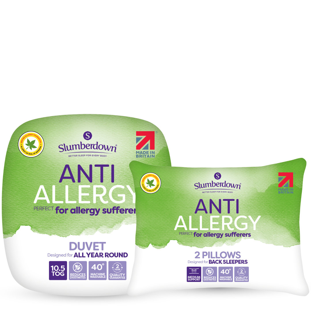 Slumberdown Anti Allergy 10.5 Tog All Year Round Duvet with 2 Pillows