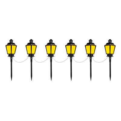 Haunted Hill Farm 6 Count Lantern Stakes with Lights Halloween Décor with Yellow LED Light