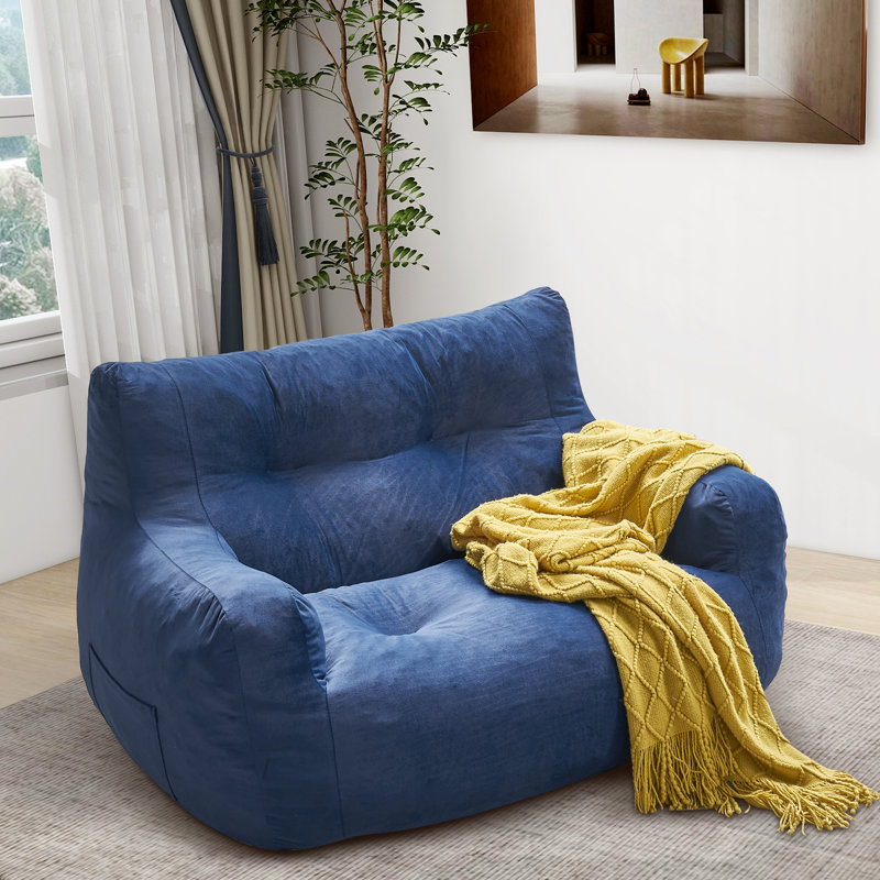 Oversized Bean Bag Chair for Adults, 2-Seater Loveseat Sofa, Bean Bag Couch with Filler Giant Living Room Bean Bag Chair with Pocket, Big Lazy Sofa Accent Chair for Gaming, Reading