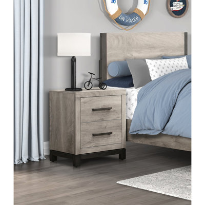 Table de chevet gris avec 2 tiroirs attrayants Anamda