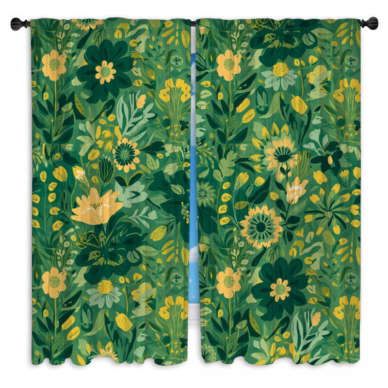 Rideaux vert obscurcissant à motif floral - 2 panneaux, 40 po x 80 po - 2 panneaux, Transparent