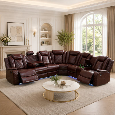 Canapé modulaire inclinable électrique en cuir synthétique 3 pièces Monkie