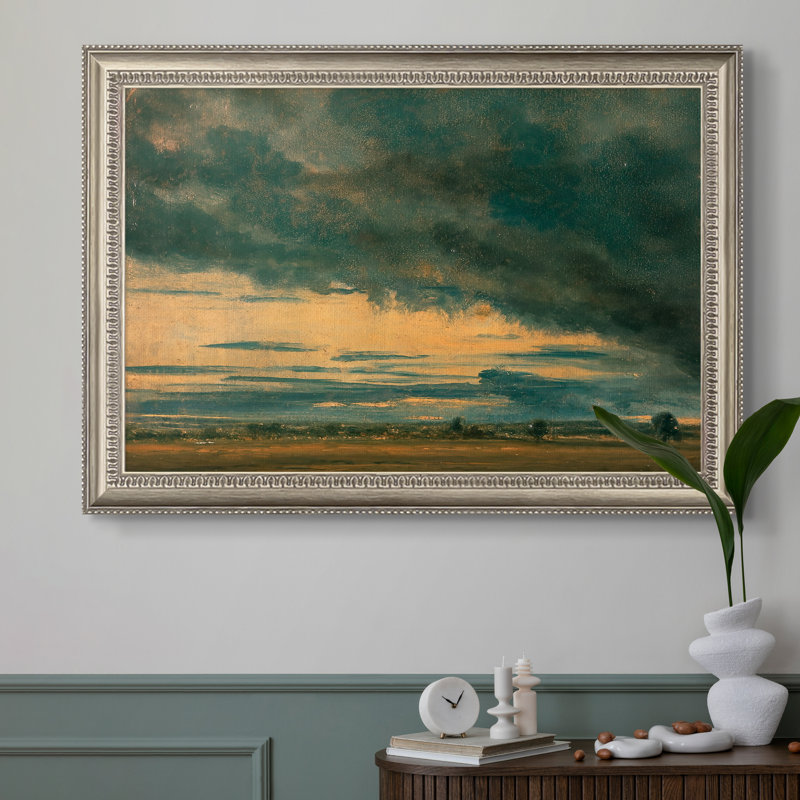 Étude des nuages, c. 1821 - John Constable - Toile encadrée sur mesure, 16x22 INNER SIZE, Framed Canvas, Beaded Pewter Satin