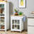 27" Kitchen Island With Drawer - White. Glass Door Cabinet & Towel Rack. Adjustable Shelf. Rubber Wood Top. 4 Wheels For Mobility. 26.5" W X 19" D 34" H. 110 Lbs Capacity On Drawer, Workspace. Mobile