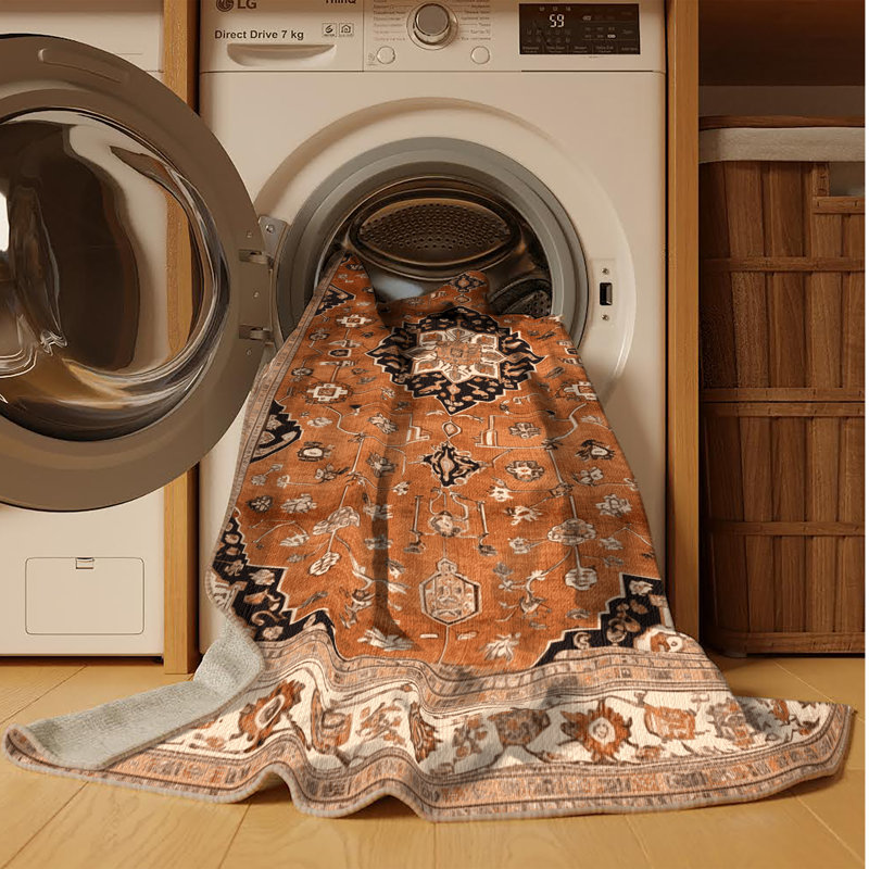Tapis brun lavable à la machine, Rectangulaire 8 pi x 12 pi