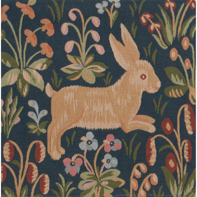 Medieval Rabbit Running European Cotton Throw Pillow Cover
