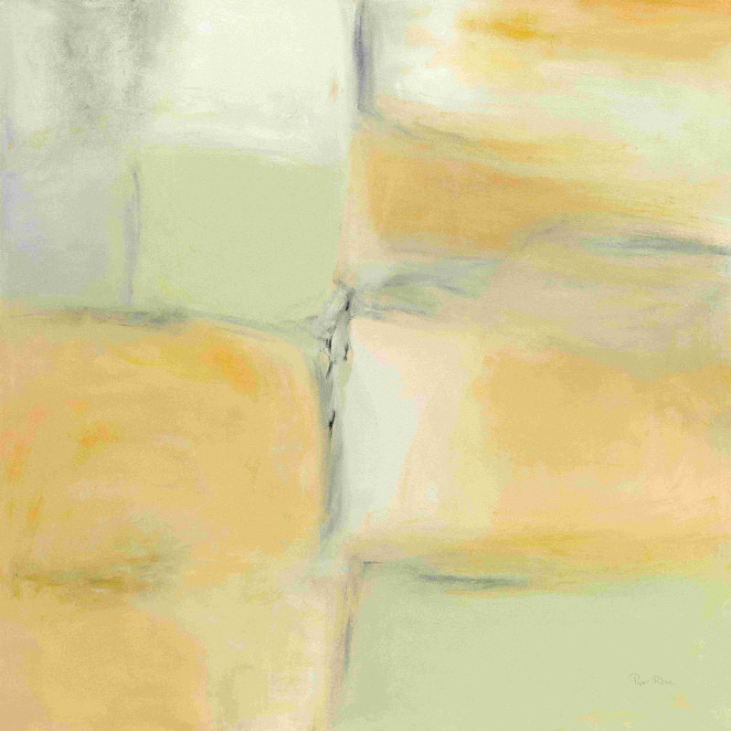 «Gray Stone and Gold» par Piper Rhue - peinture sur toile tendue, H 36 po x l 36 po, Toile encadrée flottée blanche, Non