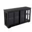 Meuble de rangement pour cuisine avec porte en verre - noir. Fabrication durable. Grand espace: deux portes coulissantes et tablettes réglables. Stabilité du fond antidérapant. Facile à assembler. Finition peinte.