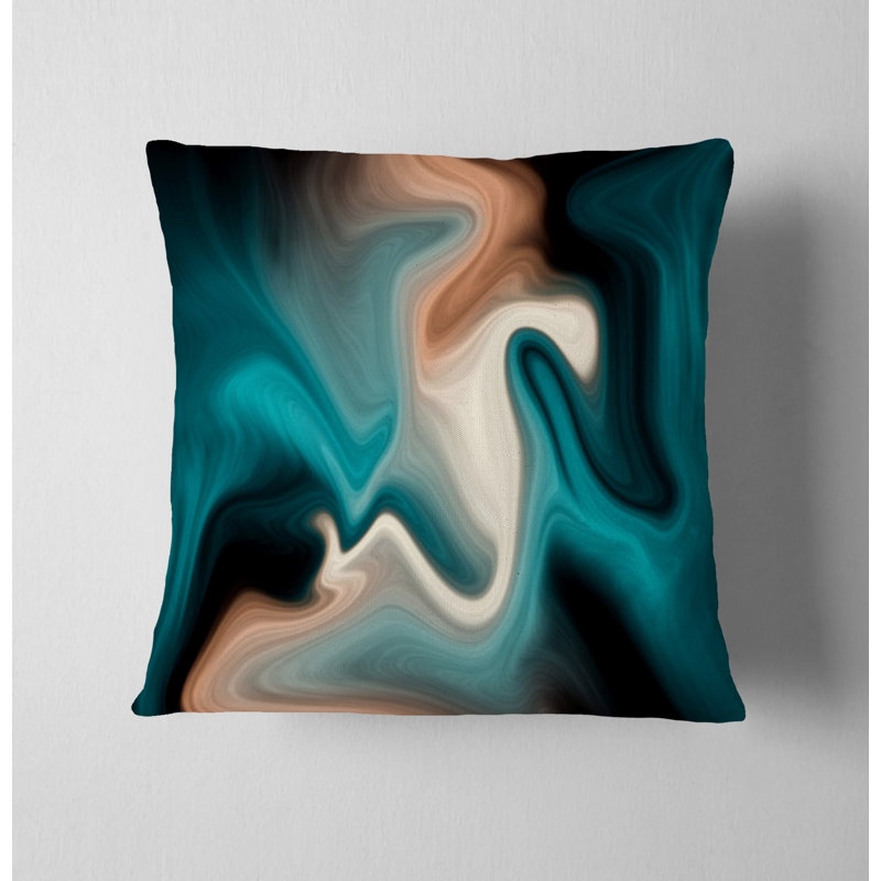 Throw Pillow With Insert, 16"H x 16"W, Blue/Brown Abstract 1