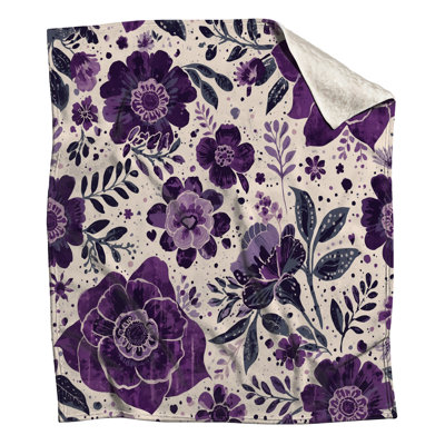 Purple Floral Pattern Blankets