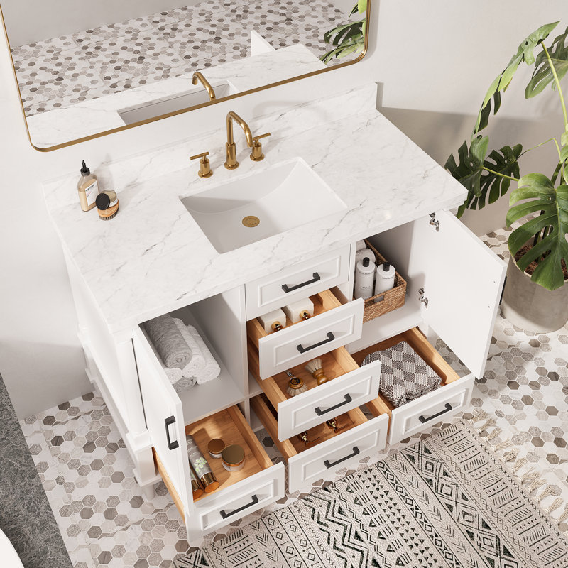 48" Fully Assembled Freestanding Bathroom Vanity With Top, 48"