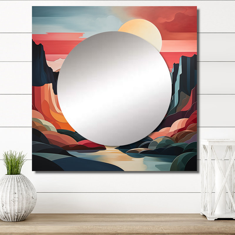 Moices - Miroir carré abstrait pour paysages, 23 po x 23 po