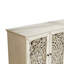 Armoire de rangement sculptée à portes à quatre portes, rangement de style traditionnel avec plateau de présentation, console de couloir avec détails ornés