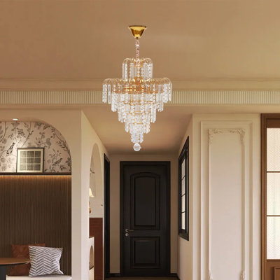 6 - Light Dimmable Tiered Chandelier