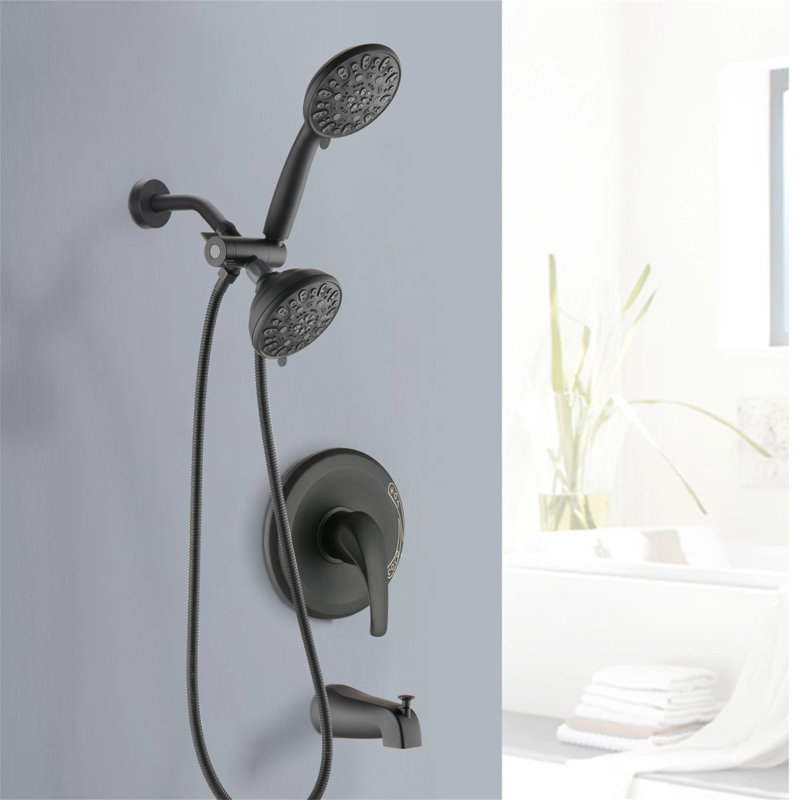 Système de douche avec bec de douche, robinet de douche à double pression 2 en 1 avec valve