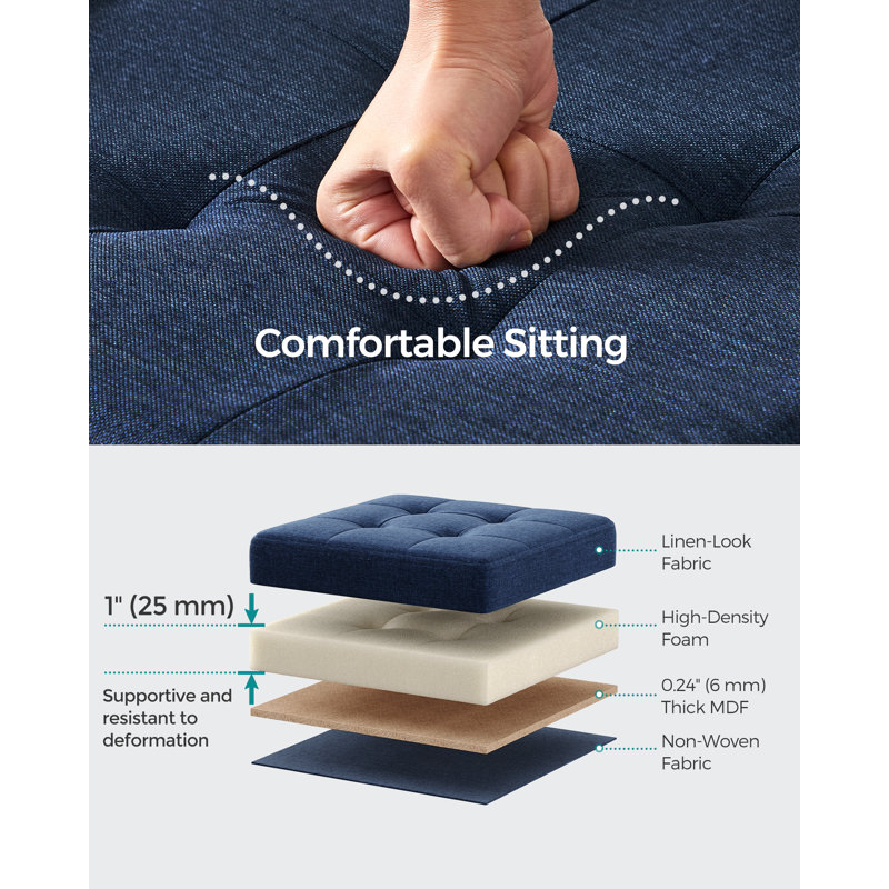 38cm Wide Tufted Square Solid Colour Cube Ottoman with Storage
