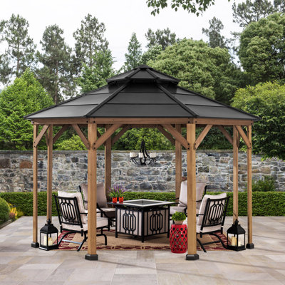 Cedar Wooden Gazebo EGGI - 3.96m x 3.96m, Anthracite