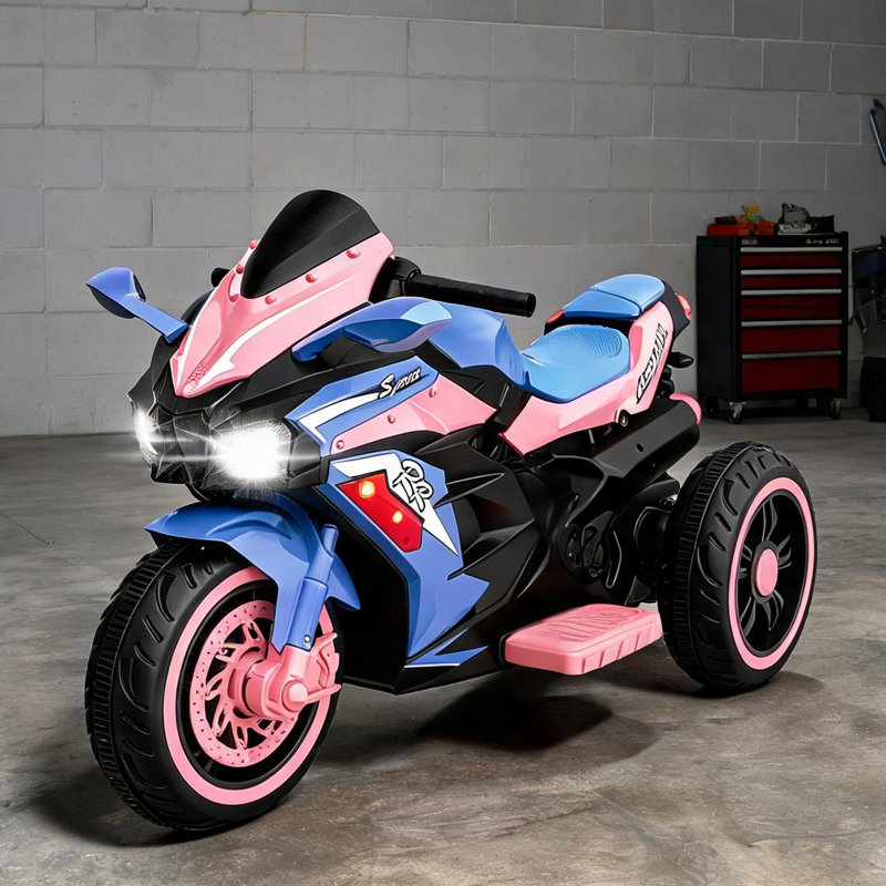 Moto d'aventure en plein air pour enfants - à trois roues à roulettes avec télécommande, plastique noir / ABS, L 42 po x l 22 po x H 25 po