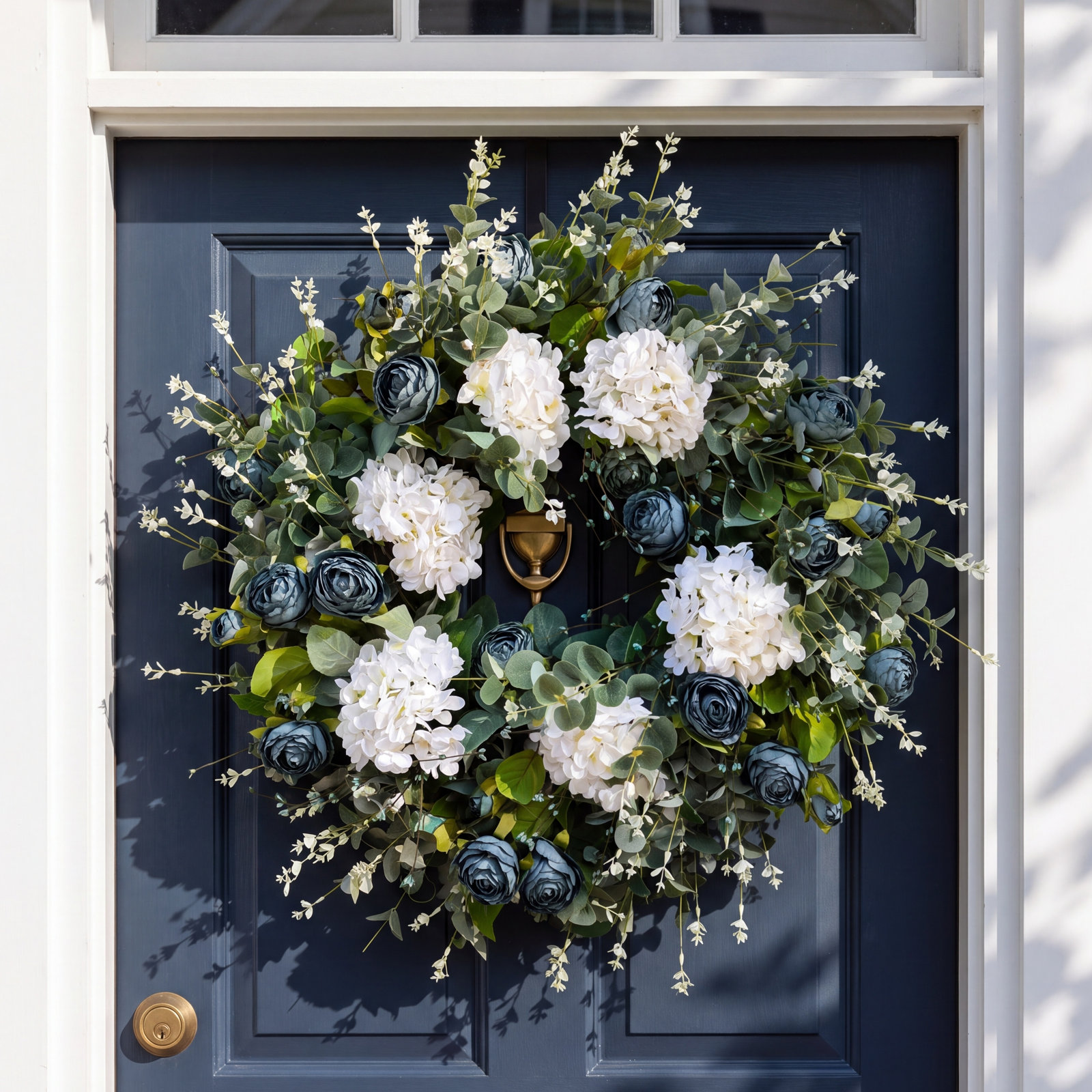 26" Artificial Farmhouse Spring Summer Berries Greenery Eucalyptus Roses Hydrangea Floral Wreath for Front Door Wedding Party Home Decor