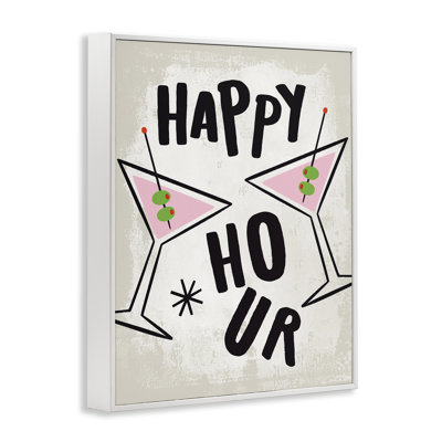 Happy Hour Martinis, estampe numérique encadrée, design par Nina Seven