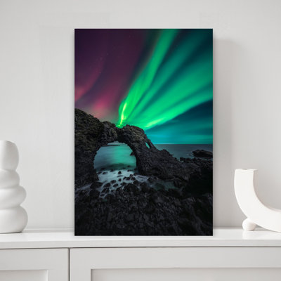 Northern Lights Ocean Arch by NingYun Ye - Wrapped Canvas Print