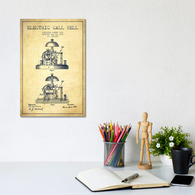 Electric Alex Bell Vintage Patent Blueprint 1 Piece Wall Art on Canvas