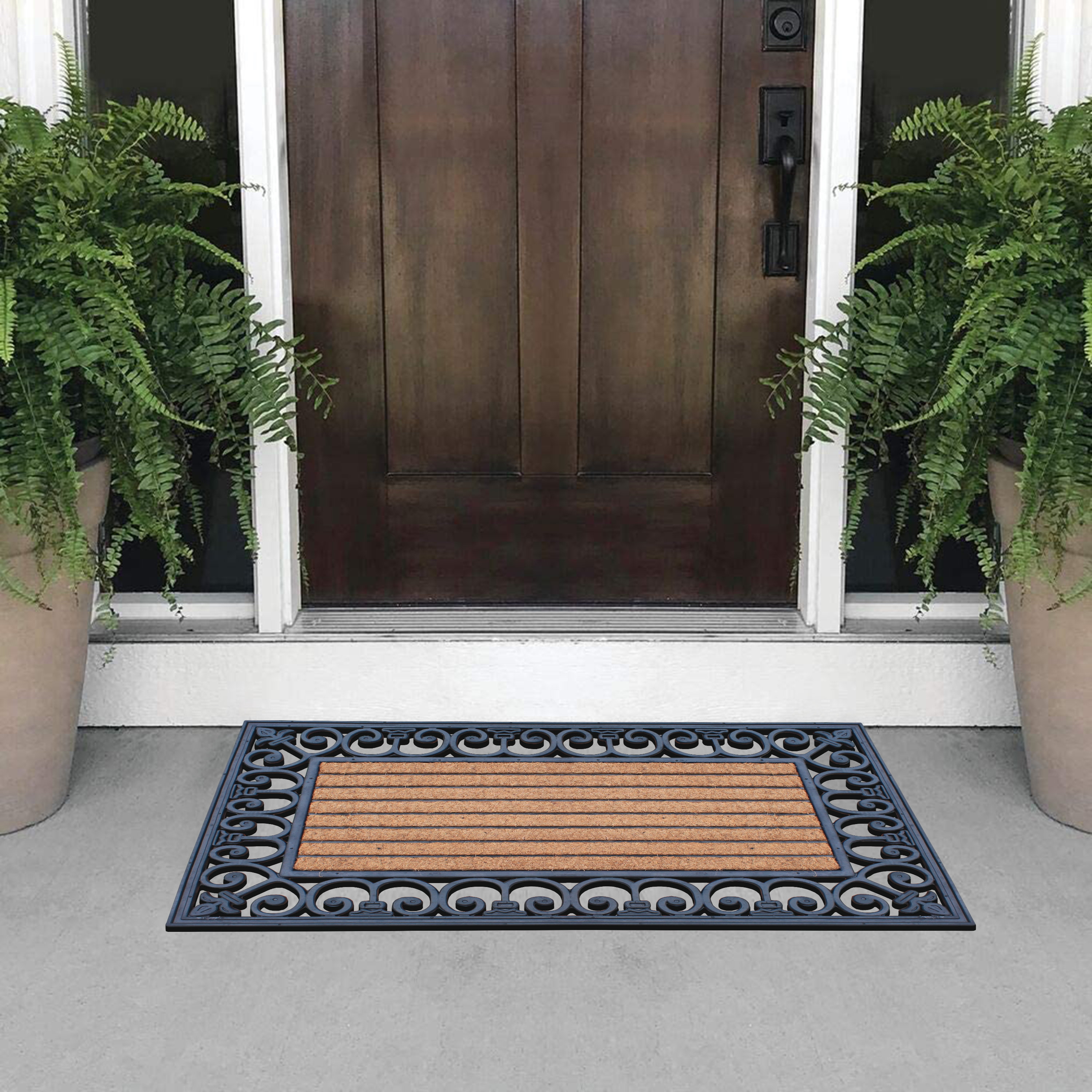 Stripes Designed Rubber Coir Anti-slip Doormat floor mats and door