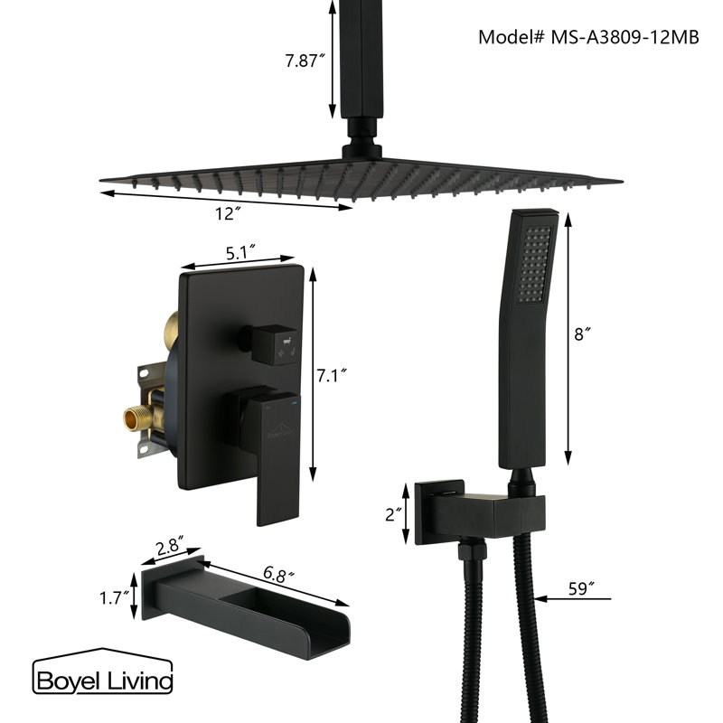 All-In-One Kit with Rough in-Valve, Matte Black
