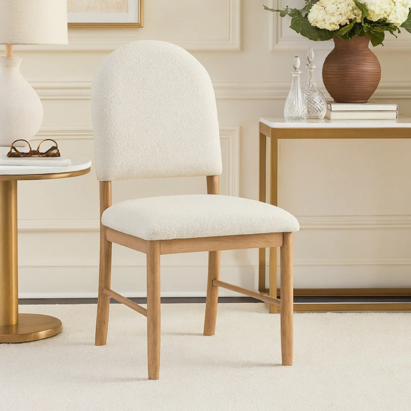 Ensemble de 2 chaises d'appoint Neka, polyester beige, bois brun naturel
