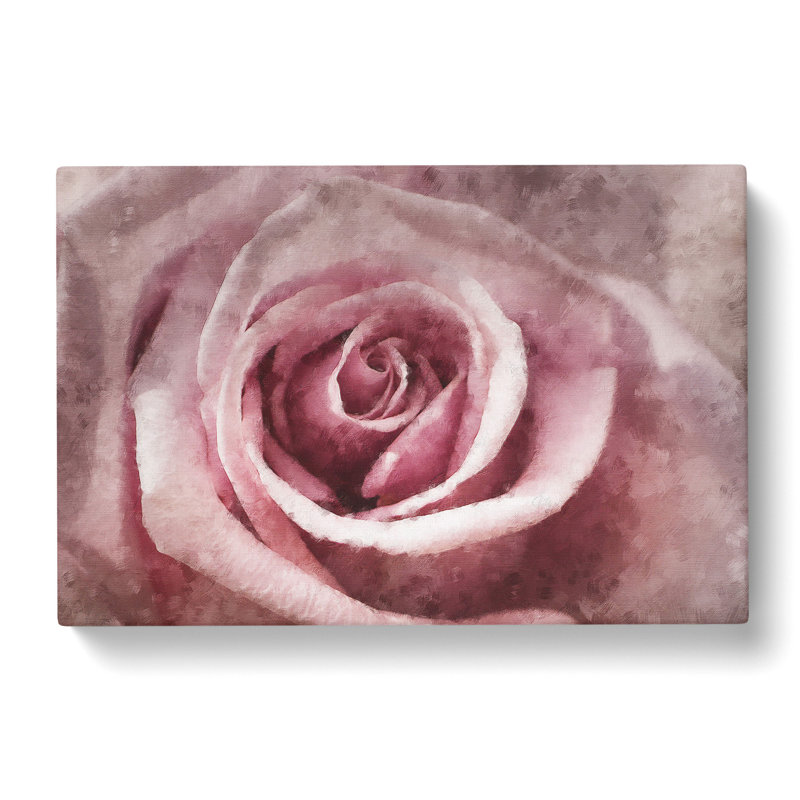 Pretty In Pink Rose Flower - Wrapped Canvas Print, 40cm H x 60cm W x 3cm D