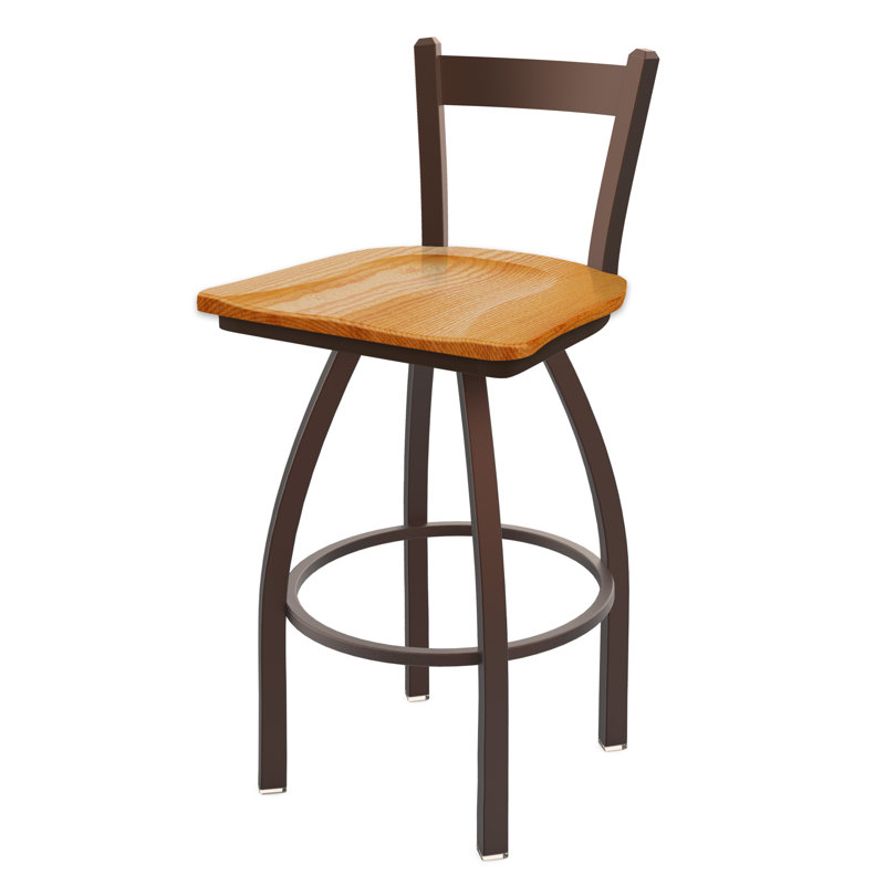 821 Catalina Low Back Swivel Counter Stool, Bronze, Wood-Natural Oak, Bar Stool ( 30" Seat Height)