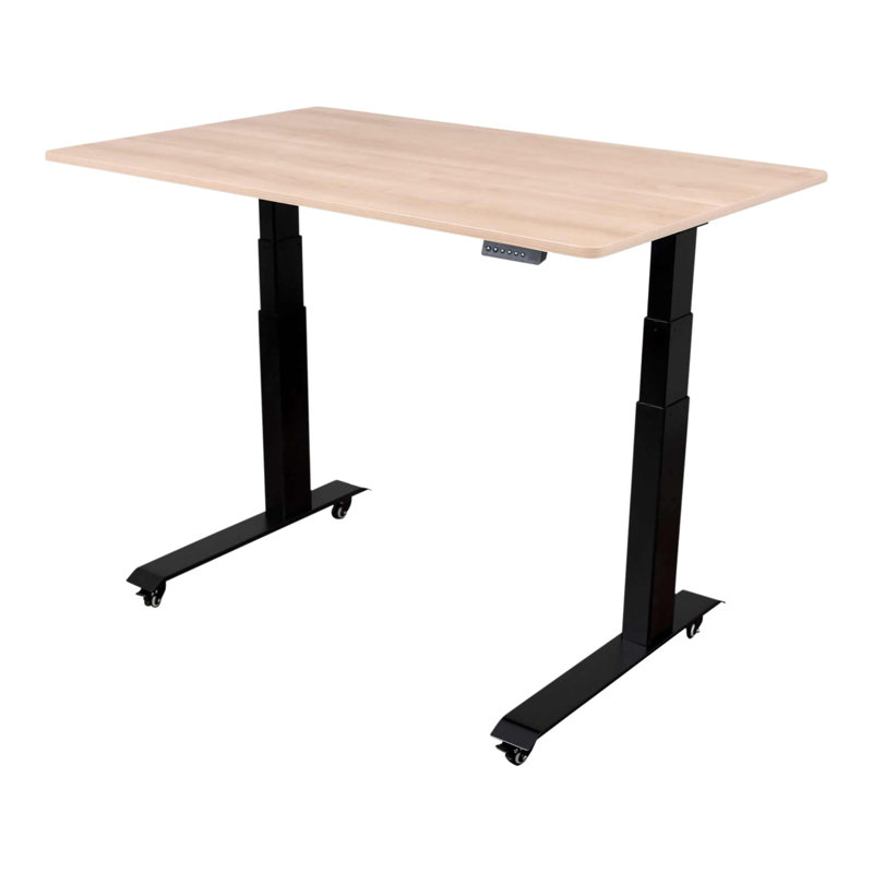 Adjustable Metal Base Standing Desk, 27.25" H x 47.25" W x 29.5" D, Natural Walnut/Black