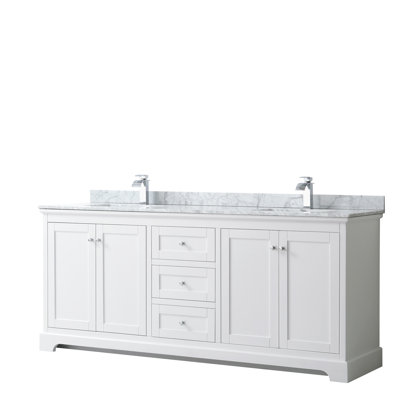 Avery 80 " W Freestanding Standard Free Standing Single Double Vanity Bathroom Vanity With Stone Top