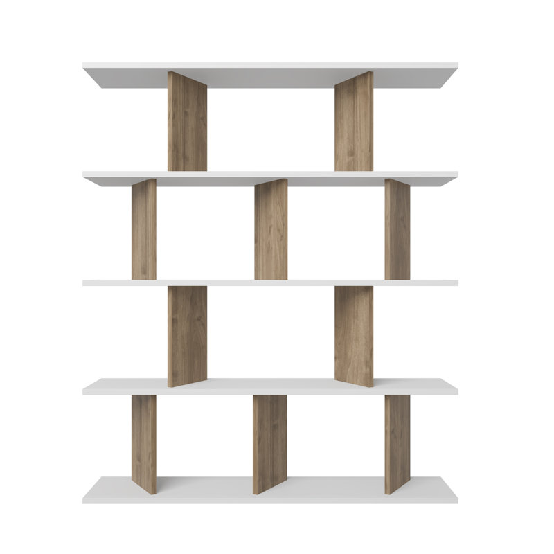 Liley-Rose 141cm H x 120cm W Standard Bookcase, White/Brown