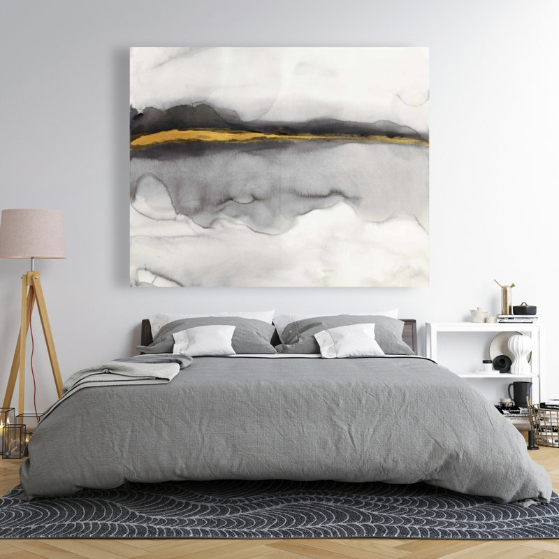 Rayures dorées abstraites - formes sur toile blanche pour la décoration intérieure