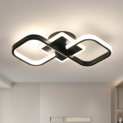 Black 2-Light 40cm LED Ceiling Light Flush Mount