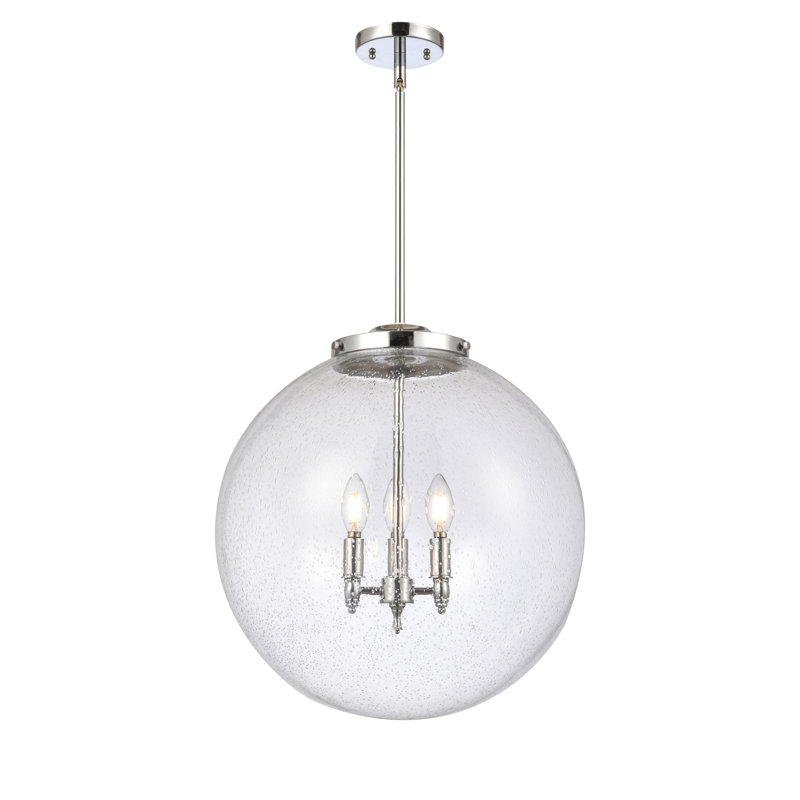 Luminaire suspendu simple à 3 lumières Frederick, H 19 po x l 18 po x P 18 po, Chrome poli