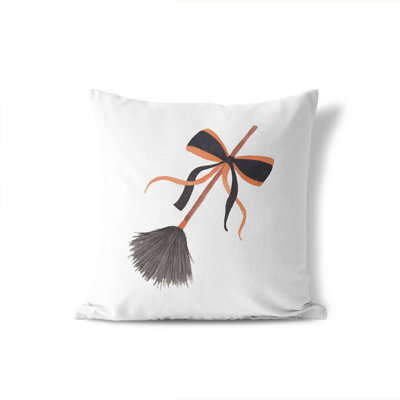 Witch’s Broom Decorative Seasonal Throw Pillow