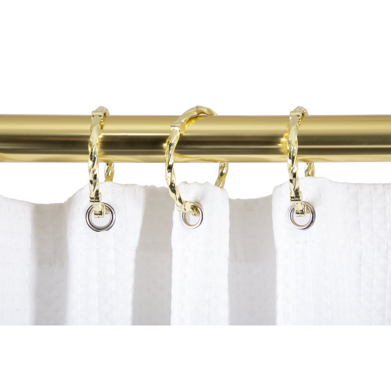 Gold Polished Aluminum D-Shaped Ceiling Mounted Shower Curtain Rod