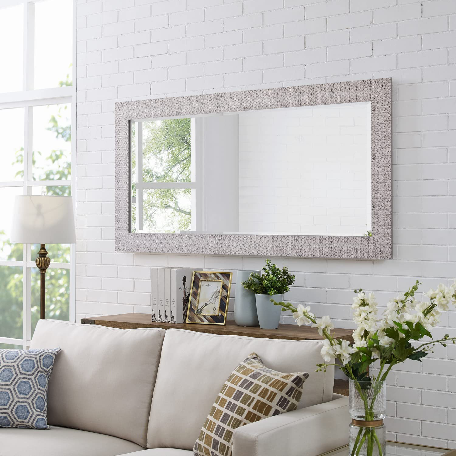 Red Barrel Studio® Brushed Nickel Full Length Huge Floor Mirror XL