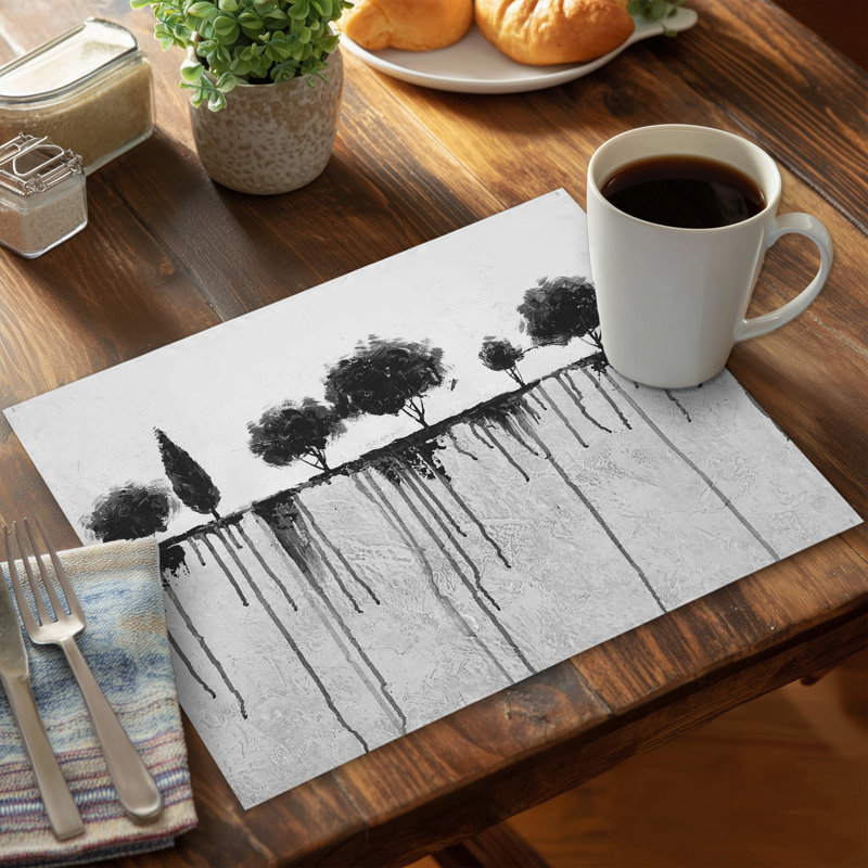 Ink Bleeding Trees White Placemat - Polyester Home Decor