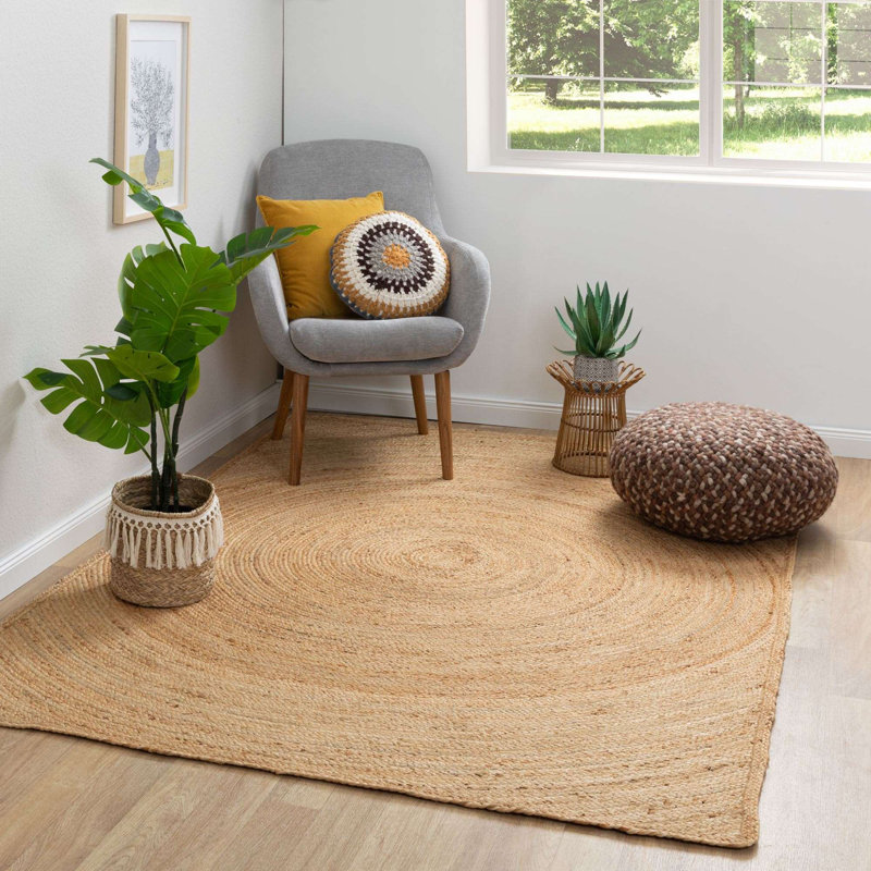 Alvertia Geometric Shapes Jute / Sisal Braided Area Rug, Rectangle 80 x 150cm