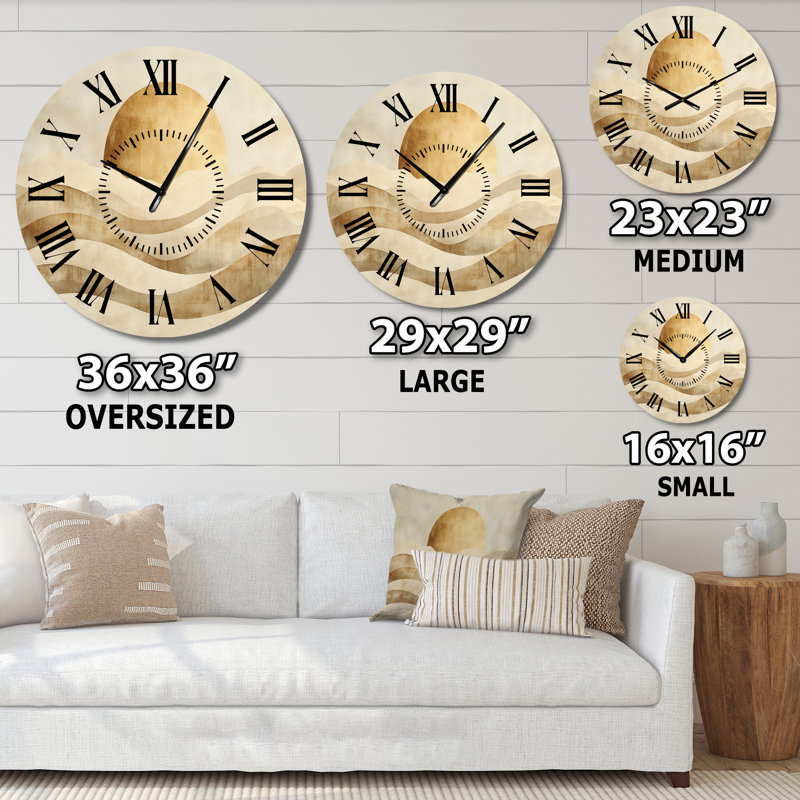 Horloge murale neutre Mid-Century, Surdimensionné