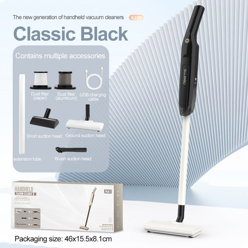 High-power Strong Suction Cordless Push Vacuum Cleaner, Portable Multifunctional Handheld Duster For Household Use, Black