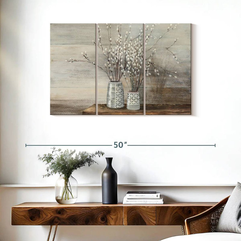 Pussy Willow Still Life With Designs, 24" H x 38" W