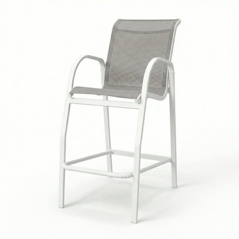 Windward Outdoor Ocean Breeze Bar Stool, Dove Gray/River White