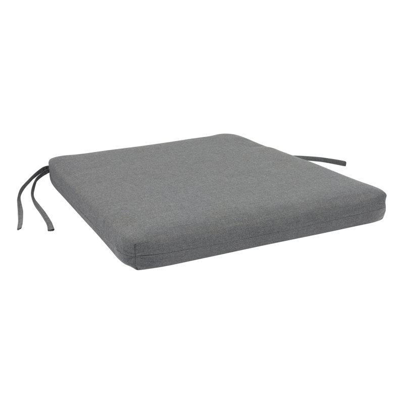 Emjay Indoor/Outdoor Chair Seat Pad Cushion with Removable Cover and Ties, Gray