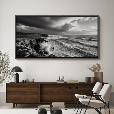 Large Framed Canvas Print Wall Art - Beach Ocean Landscape Print for Coastal Home Decor
